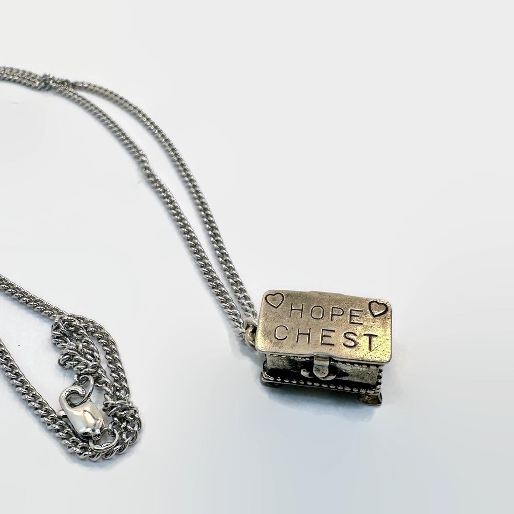 Vintage Sterling Silver, Locket, Beau, Charm, Pendant, Necklace, Hope Chest